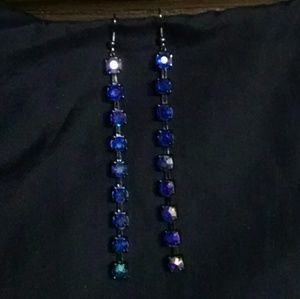 Beautiful rhinestone iridescent long earrings